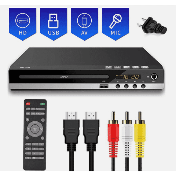 1080p DVD Player All Region Free DVD CD USB Player with HD+RCA Output US C7N0