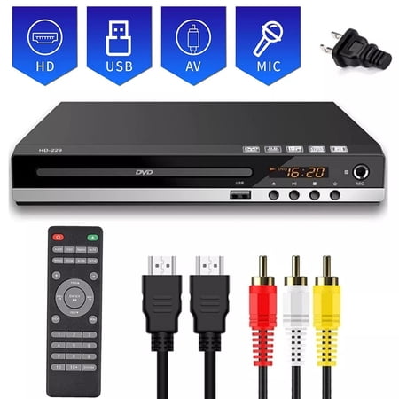 1080p DVD Player All Region, USB 2.0, HD+RCA Output, for Home Theater & Travel