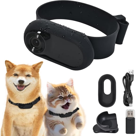 1080p HD Cat Dog Pet Camera Collar with Video Recording, Sports Camera, No WiFi, Indoor/Outdoor for All Activities, Pet Supplies, Birthday Gift