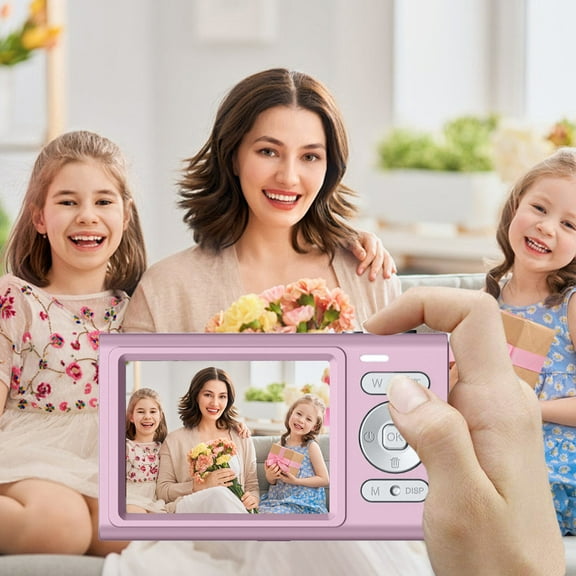 1080p HD Digital Camera with 16x Zoom, 50MP Photo Camera and Video Recorder, Portable Compact Camera for Travel, Blogging and Campus Life(Pink)