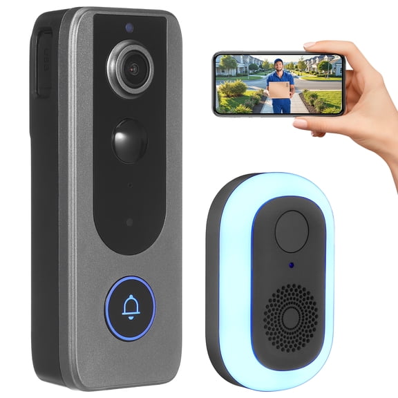 1080p Smart Video Doorbell Camera Wireless, Doorbell Receiver Included, Live View, Indoor Outdoor Surveillance