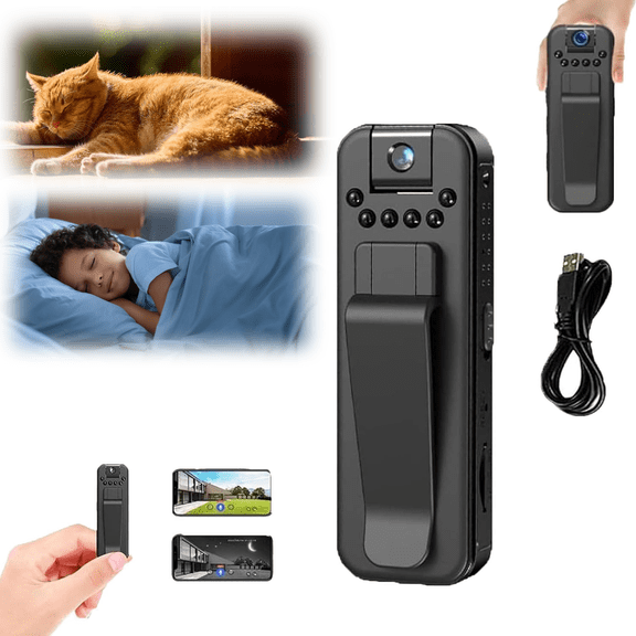 1080p Underwater Camera Mini Body Cam, Infrared Night Vision Portable Recorder, Hd 1080p Rechargeable Mini Body Camera with Night Vison&Rotating Lens, with Hidden Camera (Basic-No Card)