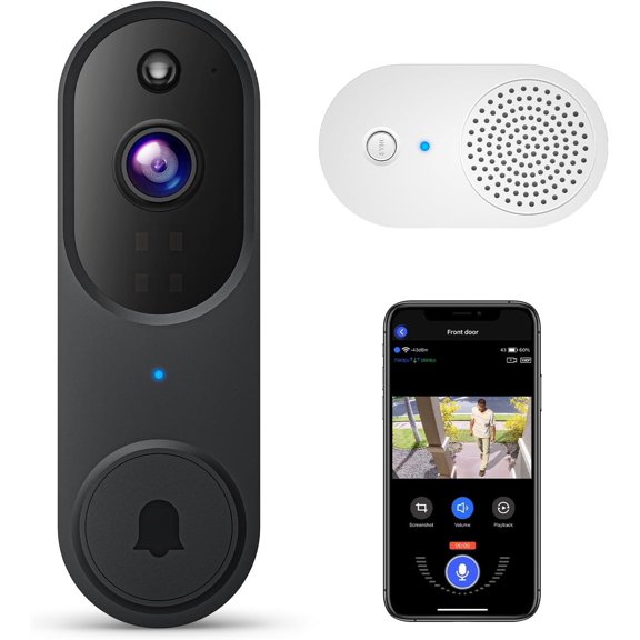 1080p Video Doorbell Camera, AI Human and Motion Detection, 2 Way Talk, Night Vision, Not Cloud Storage, 2.4G WiFi Only, Indoor/Outdoor