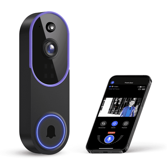 1080p Wireless Wi-Fi Video Doorbell Camera with Night Vision, Two-Way Audio, AI Motion Detection and Cloud Storage, 2.4G WiFi (No Doorbell Receiver Included)