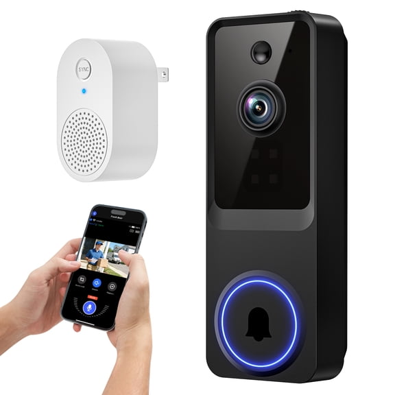 1080p Wireless Wi-Fi Video Doorbell Camera with Night Vision, Two-Way Audio, AI Motion Detection and Cloud Storage, 2.4G WiFi (No Doorbell Receiver Included)
