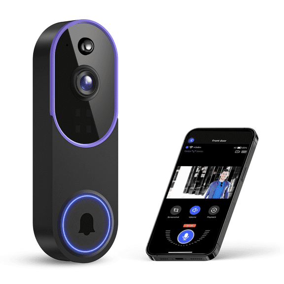 1080p Wireless Wi-Fi Video Doorbell Camera with Night Vision, Two-Way Audio, AI Motion Detection and Cloud Storage, 2.4G WiFi (No Doorbell Receiver Included)