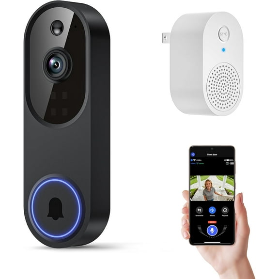 1080p Wireless Wi-Fi Video Doorbell Camera with Two Way Audio, Night Vision, Cloud Stora, Smart AI Motion Detection, Support 2.4GHz Wi-Fi only
