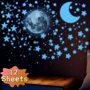 Kabuer Glow in the Dark Stars and Planets Space Decor Bright Wall Stickers Glowing Ceiling Decals 1088 Pieces