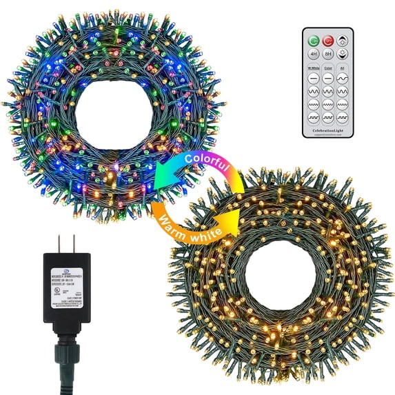 108FT 300LED Christmas Tree Fairy String Lights with Remote & Timer 12 Modes for Wedding Holiday Party Patio Garden Home Decor