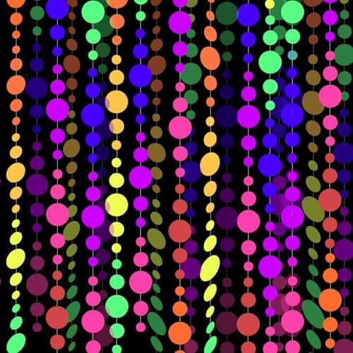 108Feet Neon Paper Garlands Circle Dots Party Hanging Decorations Glow in The Dark Neon Party Banner for Blacklight Fluorescent Party Supplies Birthday Wedding Glow Party Decorations9 Colors