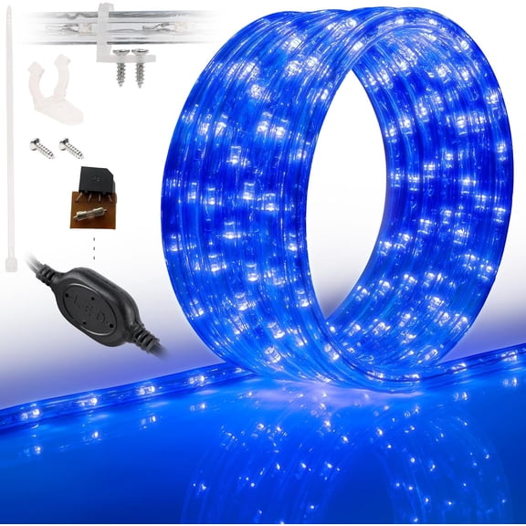 108LEDs, 10ft LED Outside Rope Lights, Waterproof Permanent Outdoor ETL Certified Connectable Clear Tube, Christmas Palm Tree Holiday Decorative Landscape Patio Accent Lighting - Blue