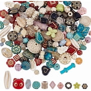 108Pcs Assorted Czech Beads Mixed Styles Czech Glass Beads Random Spacer Loose Bead for Bracelets Necklaces Earrings Jewelry Making Hole 1.2-7.5mm Mixed Color