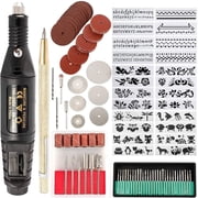 108Pcs مجموعة أدوات النقش ، قلم نقش صغير متعدد الوظائف بسلك متعدد الوظائف أداة دوارة صغيرة DIY للمجوهرات زجاج خشب معدني بلاستيك مع جهاز فك التشفير ، 82 إكسسوارات و 24 استنسل