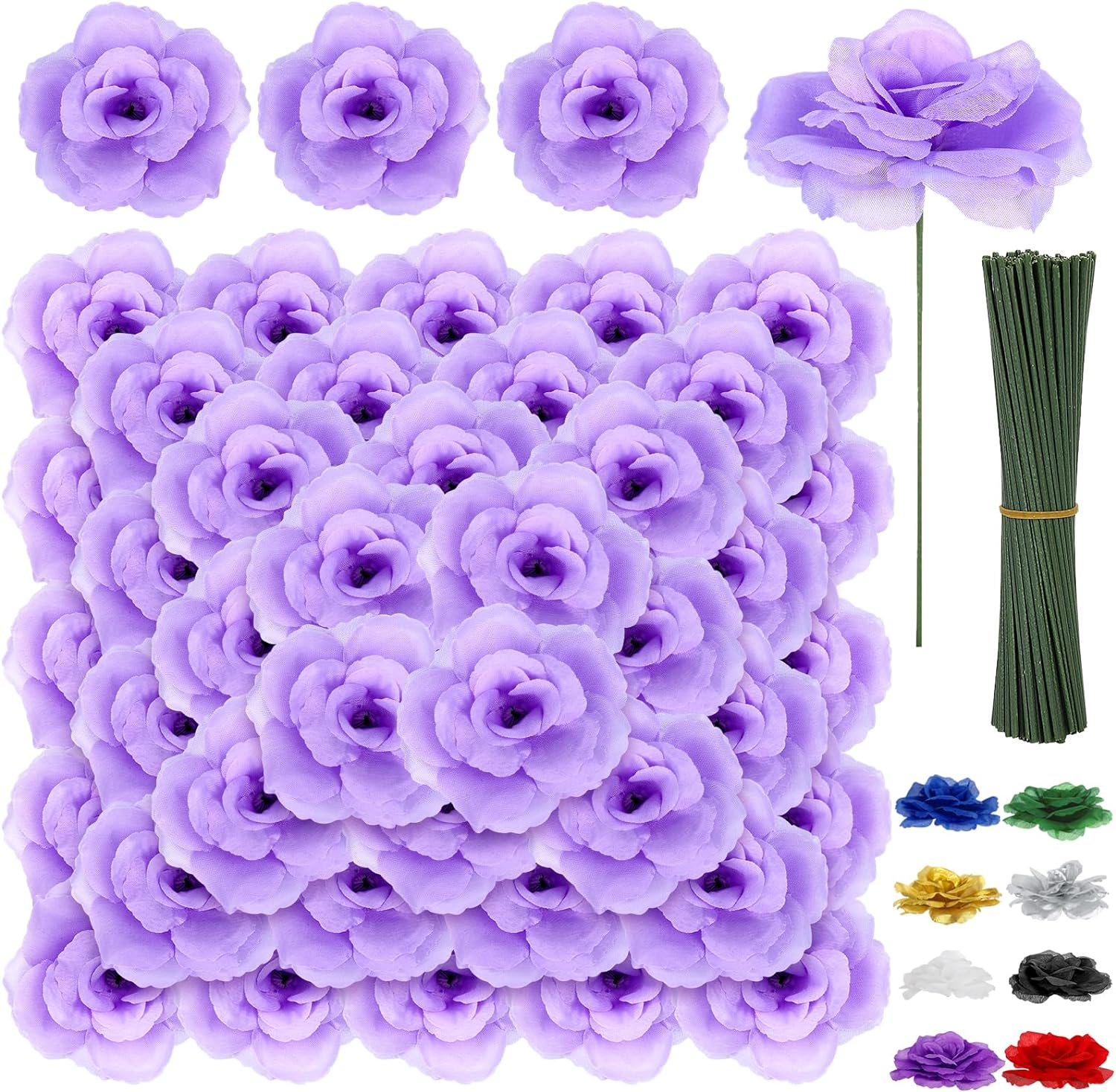 Artificial Rose Heads Bulk Fake Rose Flower Heads, 50 Pack Artificial ...