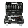 thumbnail image 1 of 108Piece Socket Wrench And Metric 1/4 And 1/2 Drive Socket Set, Extension Bars, Sockets,Quick Release Reversible Ratchet Wrench , Fit For Diy Car Motorcycle Repair,Plastic Toolbox Storage, 1 of 18
