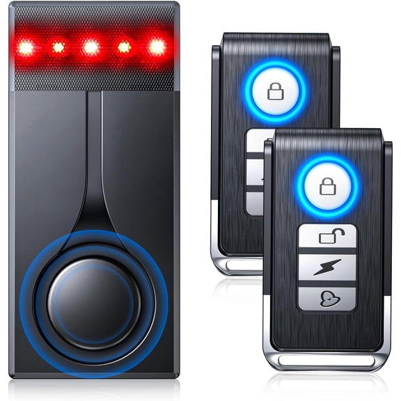 108dB Car Alarm System, Car Anti-Theft Vibration Sensor Alarm & Red Light, 2 Wireless Remote, Anti Theft Vehicle Device with Magnetic Install Design for RV, SUV, Truck (Upgrade 4.0)