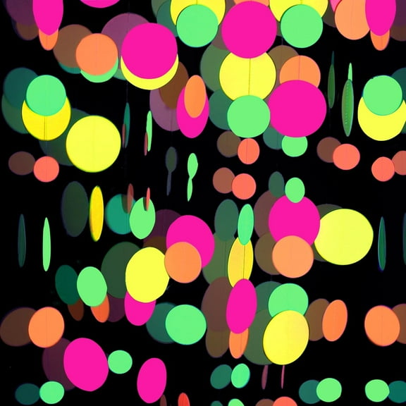 108feet Paper UV Round Neon Garland Neon Streamers Black Light Decorations for Glow Party Supplies and Decorations UV Reactive Neon Party Favors Glow in The Dark Party for Wedding Birthday Banners