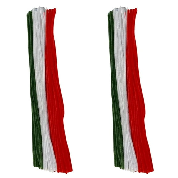 108pc White/Green/Red Extra Long Pipe Cleaners - for Crafts and Christmas - Factory Direct Craft