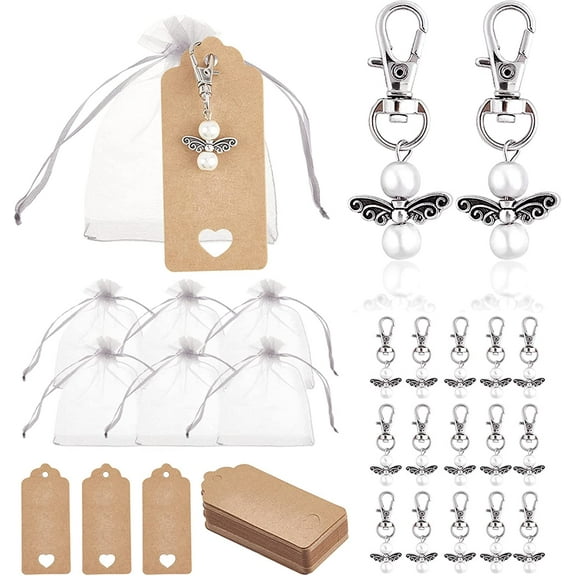 108pcs Angel Keychain Favors Favor Angel Charms Wedding Party Favors Mini Angel Pendant Key Chain Tags Guest Favors for Funeral Baby Bridal Shower Graduation Souvenir 36 Sets
