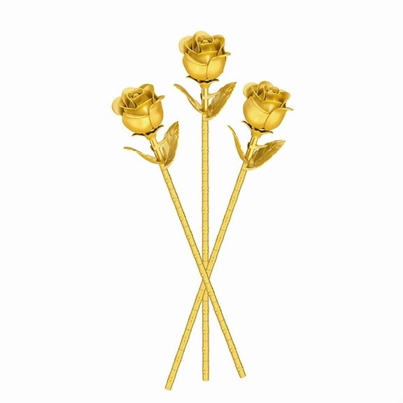 108pcs Golden Rose Building Blocks Set, 3 Realistic Blooming Flowers with Metallic Shine, DIY Home Decor Kit, Perfect Gift for Valentine's Day, Mother's DayGraduation