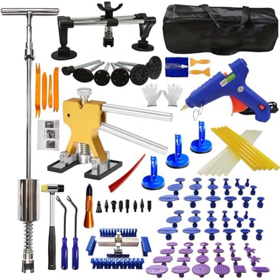 108pcs/set Auto Body Dent Repair Tools Kit,Car Dings Repair,Paintless Bodywork Dent Pulling Tool,Dent Puller Lifter,Multi-funtional Bridge Puller.Hail Removal Tools Set$$Vehicle Parts & Accessories
