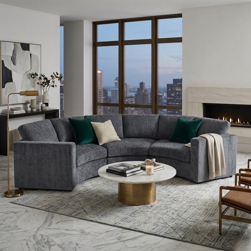109.4'' Curved Modular Sectional Sofa, 3-4 Seat Half Moon Chenille Couch with Deep Seat, Semi Circular Accent Indoor Sofa Set