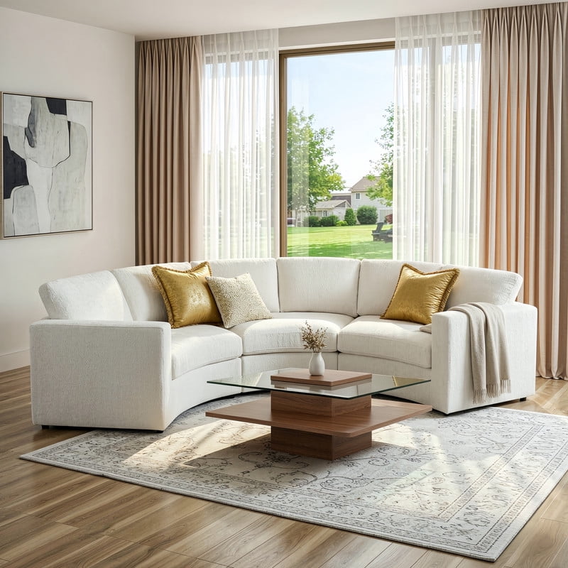 109.4'' Curved Modular Sectional Sofa, 3-4 Seat Half Moon Chenille Couch with Deep Seat, Semi Circular Accent Indoor Sofa Set