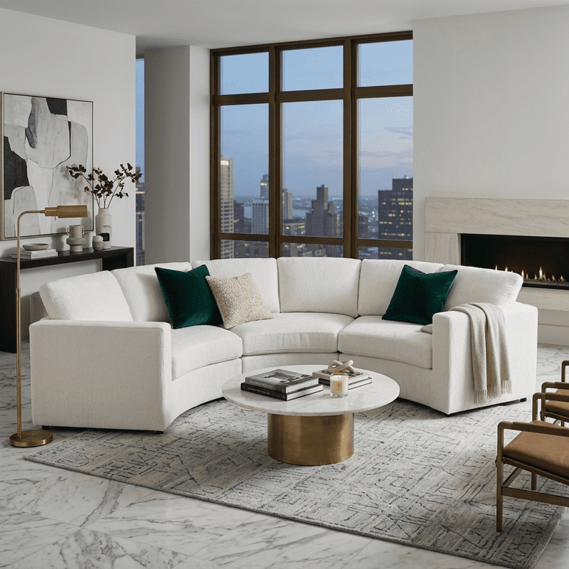 109.4" Curved Modular Sectional Sofa, 3-Seat Semi-Circular Chenille Couch, Deep Seat Modern Half Round Sofa with Soft Upholstery, Solid Pine Wood Frame for Living Room & Apartment