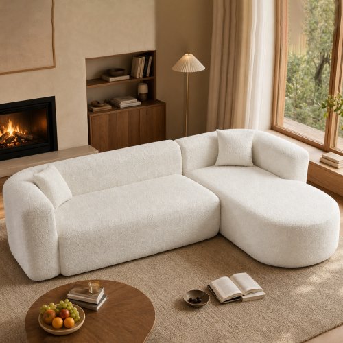 109.4 Inch L Shaped Sectional Sofa, Modern Minimalist Cloud Couch, Boneless Modular Design, No Assembly, Living Room Apartment, White