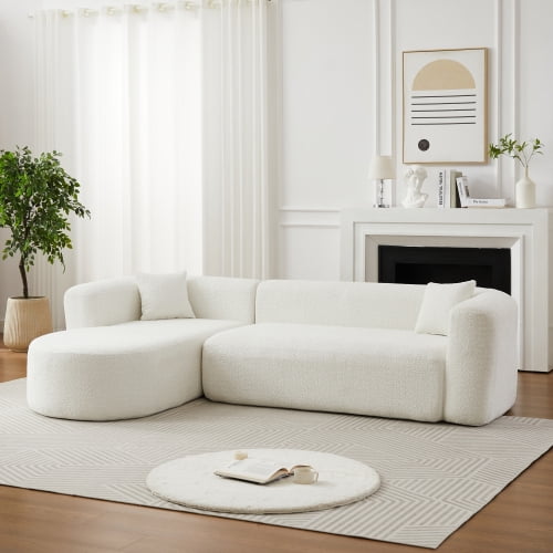 109.4" Modular Sectional Sofa with Curved Back, Chenille Upholstery, L-Shape Left Chaise, Cloud Couch for Living Room, Beige