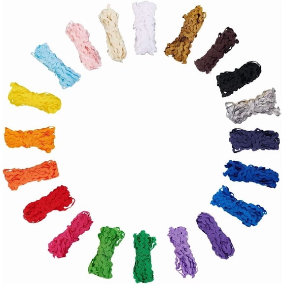 109.4Yards 20 Styles Wave Bending Fringe Trim Set Glitter Trim Ribbon Colorful Rick Rack Sewing Wrapping Fabric Ribbon for Clothes Dress Making Home Wedding Gift Craft