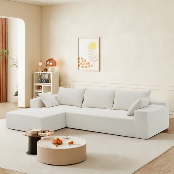 109*68" Legless Ready to Use Sectional Living Room Sofa Bigger and Wider No Assembly Needed,White
