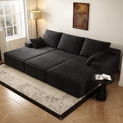 109.9" Oversized Chaise Lounge Chair, Plush Upholstered Sectional Sofa Bed, Deep Seat Sleeper Couch, Modern Memory Foam Boneless Couch for Living Room ，Bedroom, No Assembly Required，Black