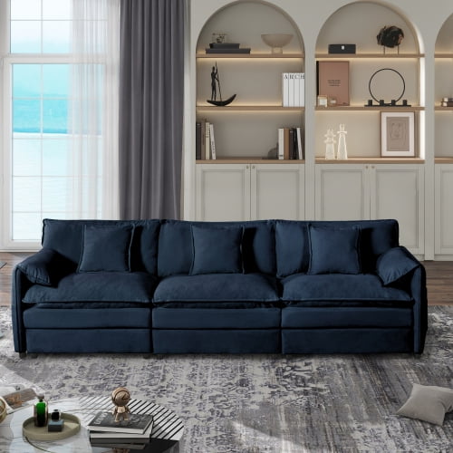 109" Chenille Oversized Sofa Couch, Sofas For Living Room with Deep Seat, Oversized Modular Sofa with Diy Combination for Apartment Office, Blue