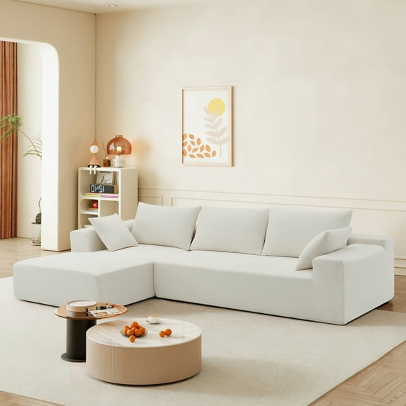 109" L-Shape Modular Sectional Sofa,Upholstered Compressed Sofa for Living Room, Bedroom,Cream