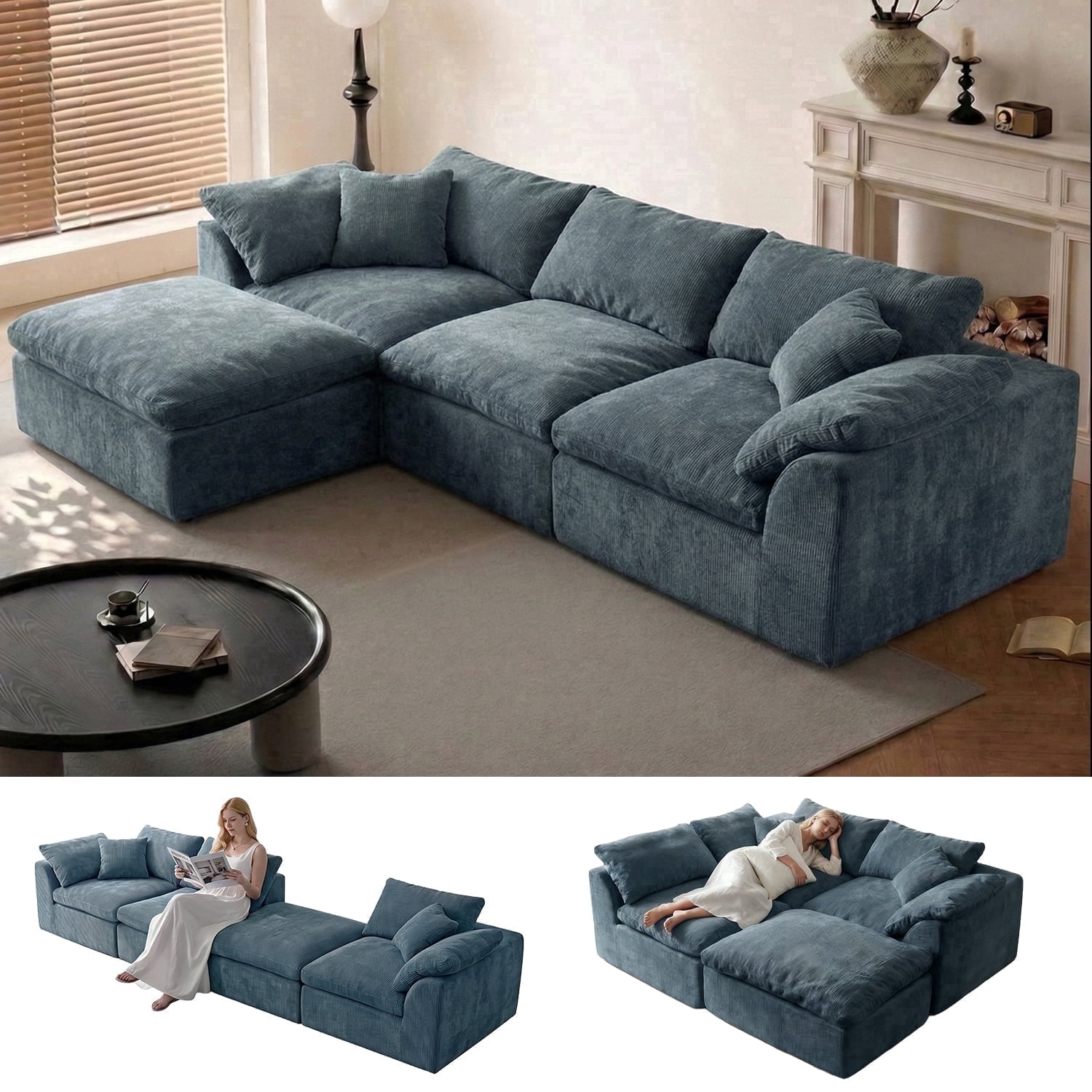 Boneless Modular Sectional Cloud Couch, Compressed Sofa in a Box with ...