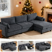 109” L Shaped Sectional Sofa, Modular Cloud Couch with Ottoman for Living Room/Apartment, 4 Seat Sofa, Easy Assembly (Gray, High Legs 3.15")
