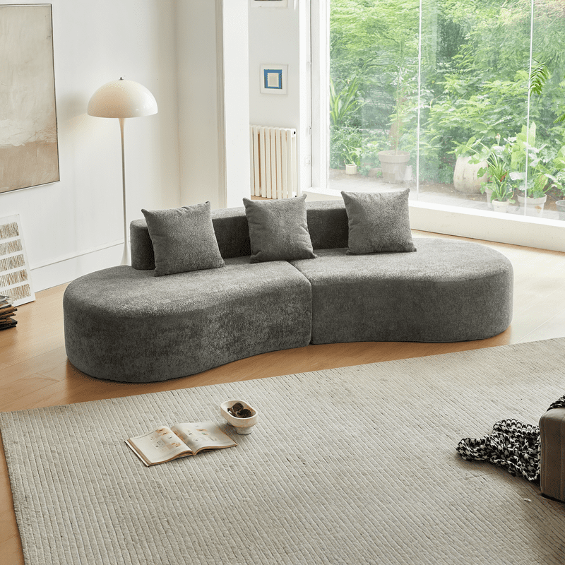 109" Modern Curved Sectional Sofa Upholstered 5-Seater Velvet Couch ...