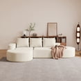 thumbnail image 1 of 109" Modern Modular Curved L-Shaped Sofa, Chenille Upholstered Sectional Couch Set with 3 Pillows,Free Combination Sofa for Living Room,Beige, 1 of 9