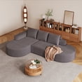 thumbnail image 1 of 109" Modern Modular Curved L-Shaped Sofa, Chenille Upholstered Sectional Couch Set with 3 Pillows,Free Combination Sofa for Living Room,Grey, 1 of 12