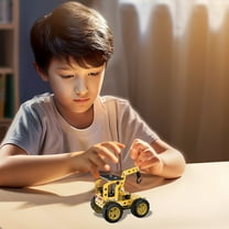 109-Piece Metal Excavator & Bulldozer Model Kit - Die-Cast Engineering Build w/ Tools ,STEM Assembly Toy Ages 10 Yellow