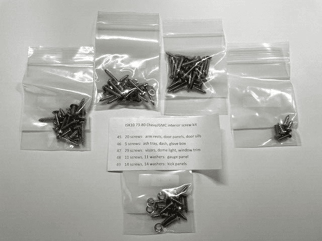 109 Piece Stainless Steel Interior Screw Set For 1973-1980 Chevy and GMC Trucks