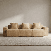 109" Velvet Fabric Cheap Couches For Living Room, Contemporary Sofa with French Piping, Modern Accent Couch with High-Resilience Foam for Living Room, Light Camel