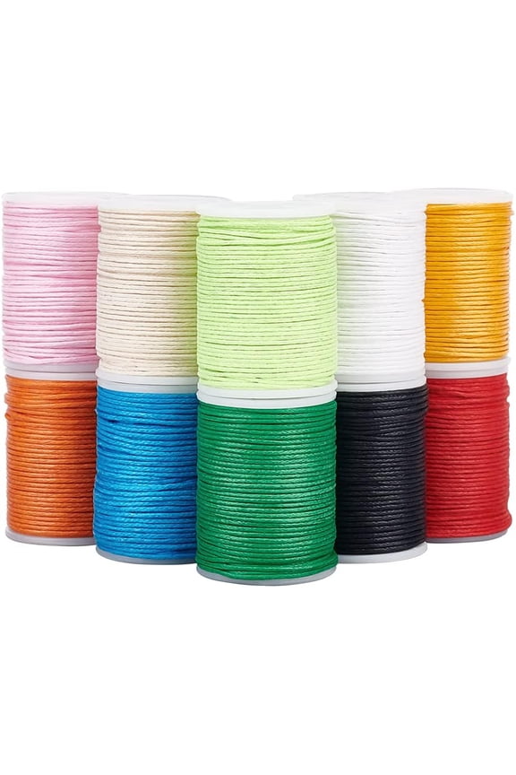 109 Yard 1mm Waxed Cotton Cord 10 Colors Waxed Beading String Waxed Polyester Cord Waxed Thread for Bracelet Necklace Making Crafting Beading Macrame Vase Decor 10.9 Yard/Roll