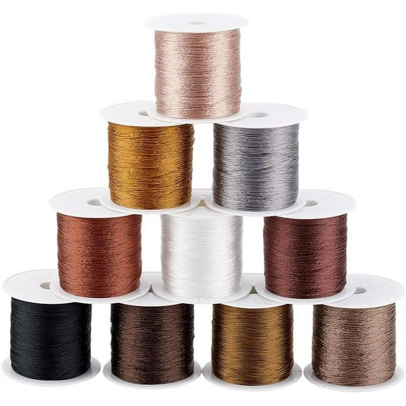 109 Yards 0.1mm Beading String 10 Colors Bracelet Beading Thread Seed Bead Thread Polyester Cord Thin Craft Wire Fishing String for Jewellery Making Leather Stitching DIY Crafts