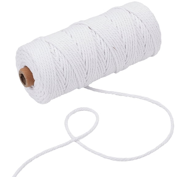 109 Yards/100m 3mm White Cotton Strings Bead Weaving Cotton Thread Twisted Twine Cord Findings for Jewelry Making Supplies DIY Bracelet