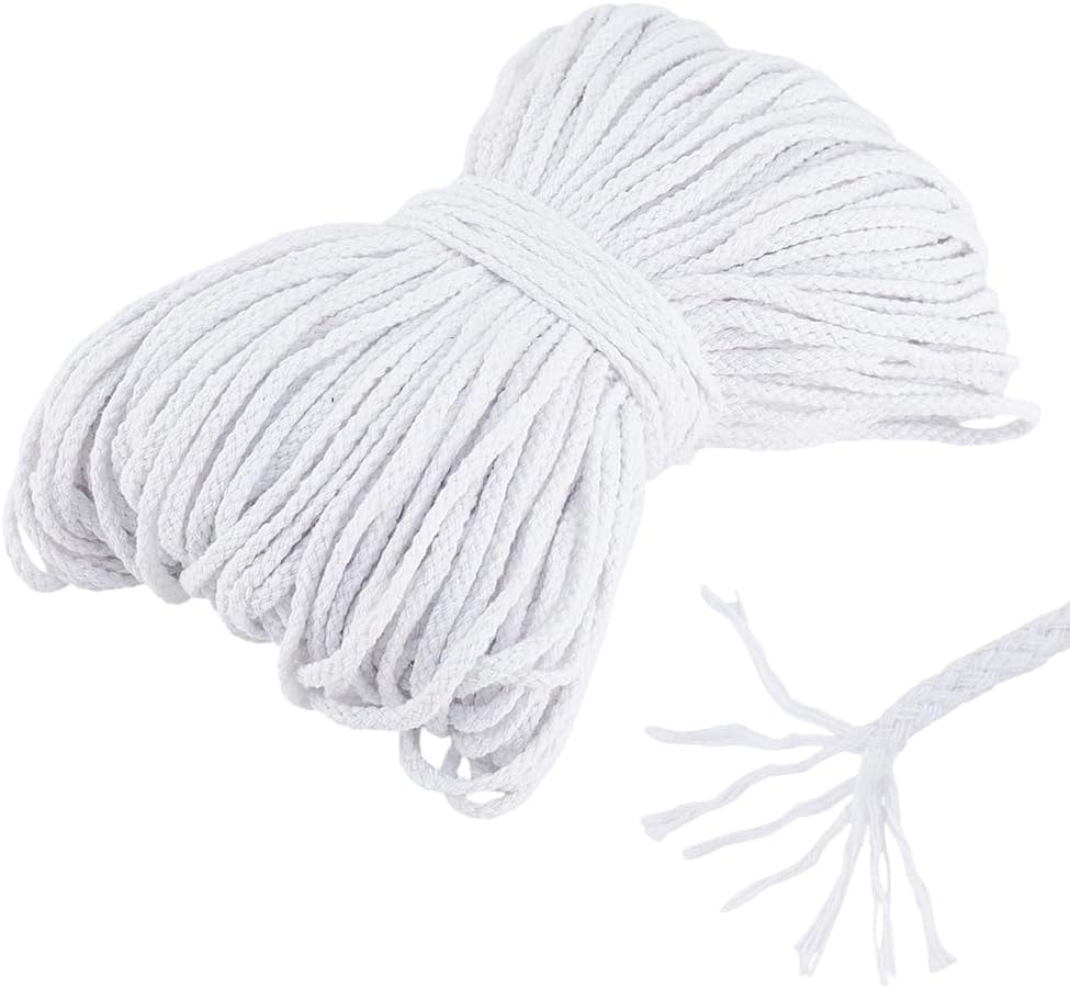 109 Yards 5mm Cotton Rope White Drawstring Rope Piping Cord Macrame Coiling Cord Natural Cording Drawstring Cords Round Cotton Cording