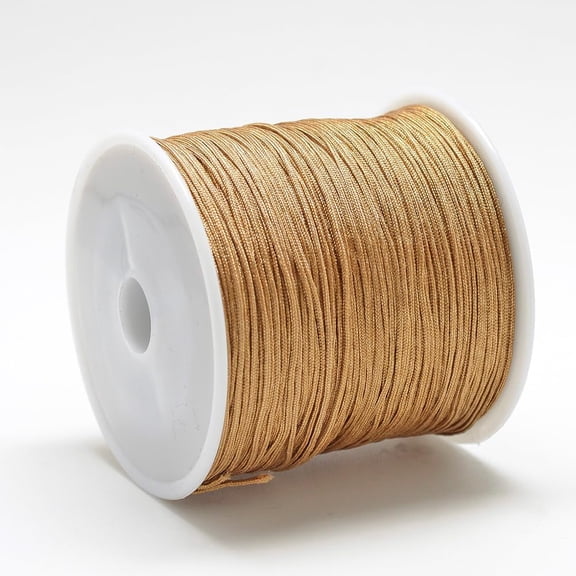109 Yards Chinese Knotting Cord Nylon Thread Dark Goldenrod 0.8mm Beading Thread Wrapped Around White Plastic Spool Ideal for Crafting Jewelry Traditional Chinese Knots and Creative Designs