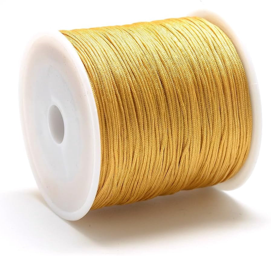 Thread Wrapped Around Rope 109 Yards Chinese Knotting Cord Nylon Thread Goldenrod 0.8mm Beading ...