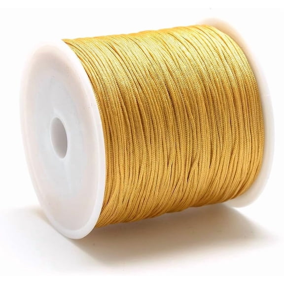 109 Yards Chinese Knotting Cord Nylon Thread Goldenrod 0.8mm Beading Thread Wrapped Around White Plastic Spool Ideal Ideal